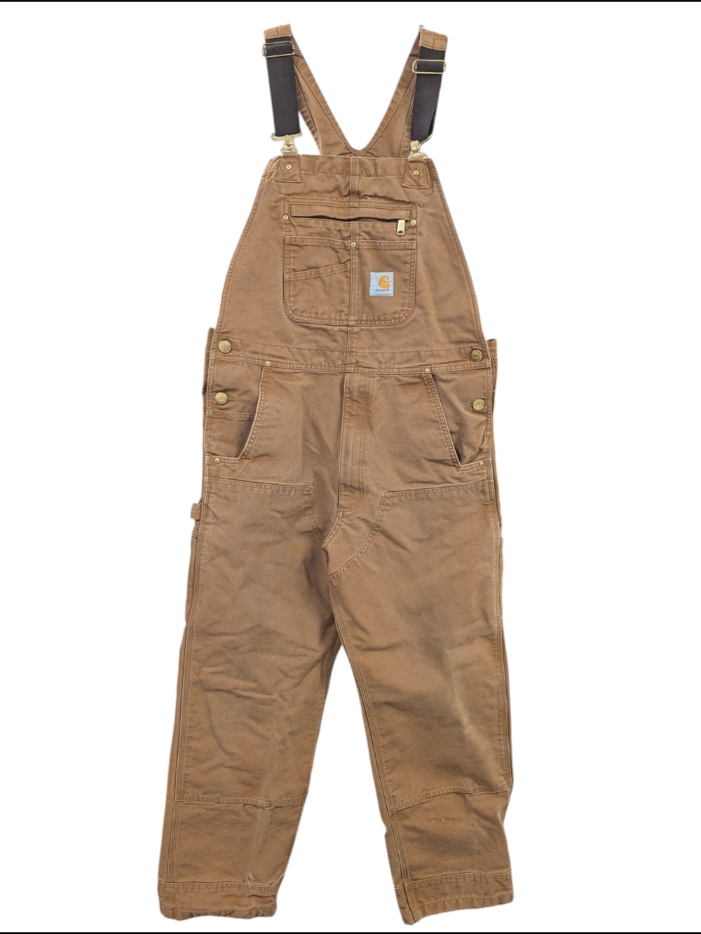 Carhartt Brown Duck Canvas Duck Bib Overalls ROM1 Relaxed fit Size 34